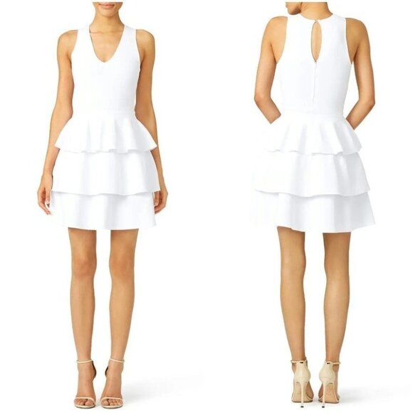 Parker White Ruffle Bermuda A-Line Dress $398 - Picture 1 of 10